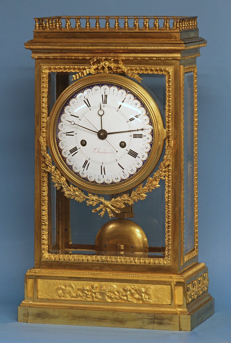 French ormolu regulator clock signed Bourdier.
