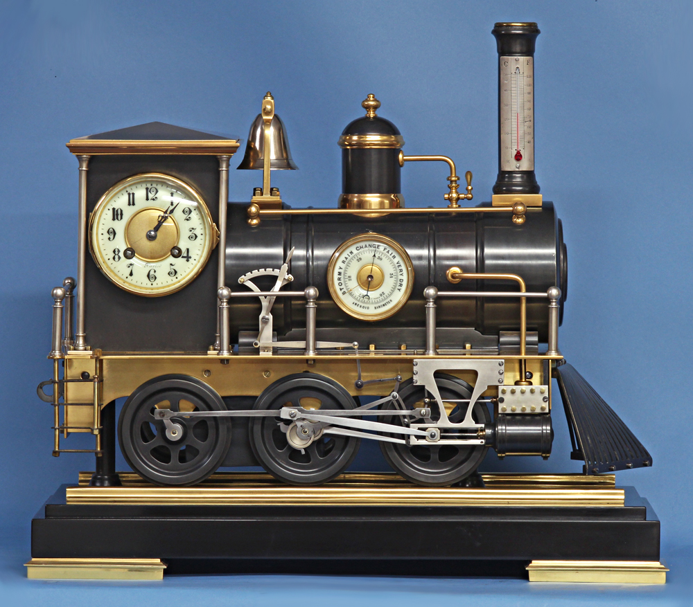 19th century French animated locomotive clock.