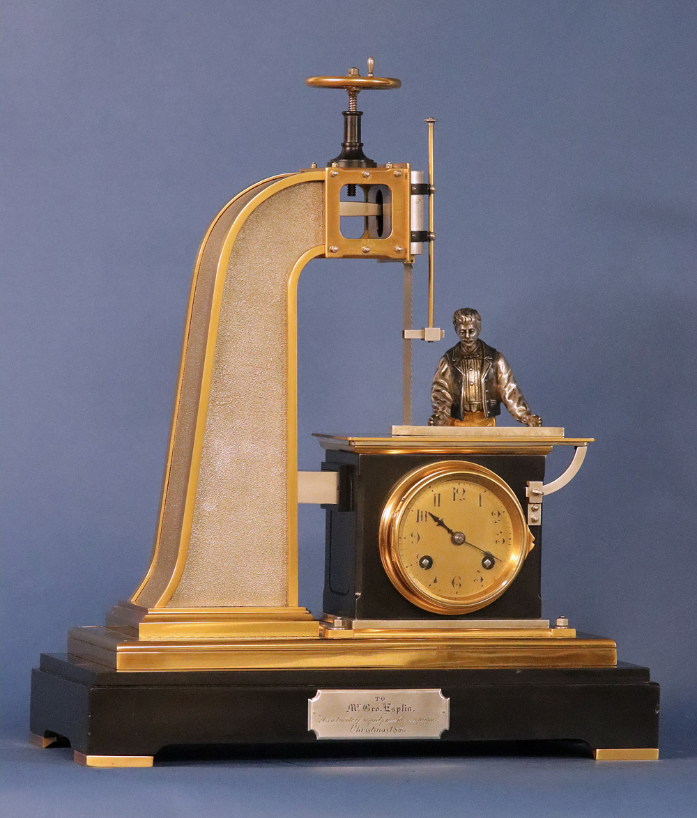 1893 French Wall Clock Triple Function Barometer and Thermometer