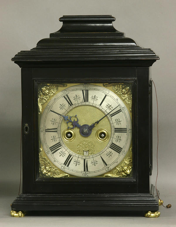 c.1700 English Quarter-Repeating Ebony Bracket Clock