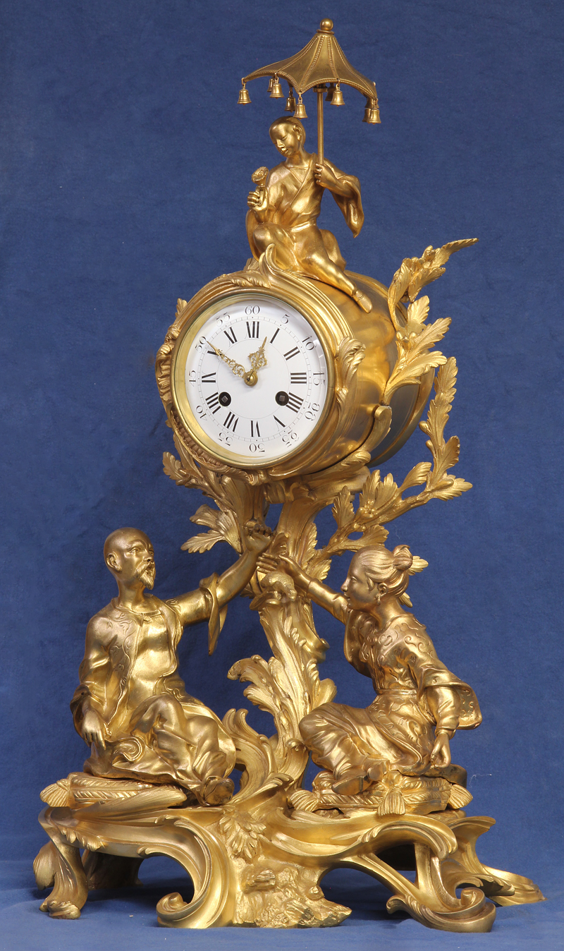 c.1885 French Gilt-Bronze Figural Clock