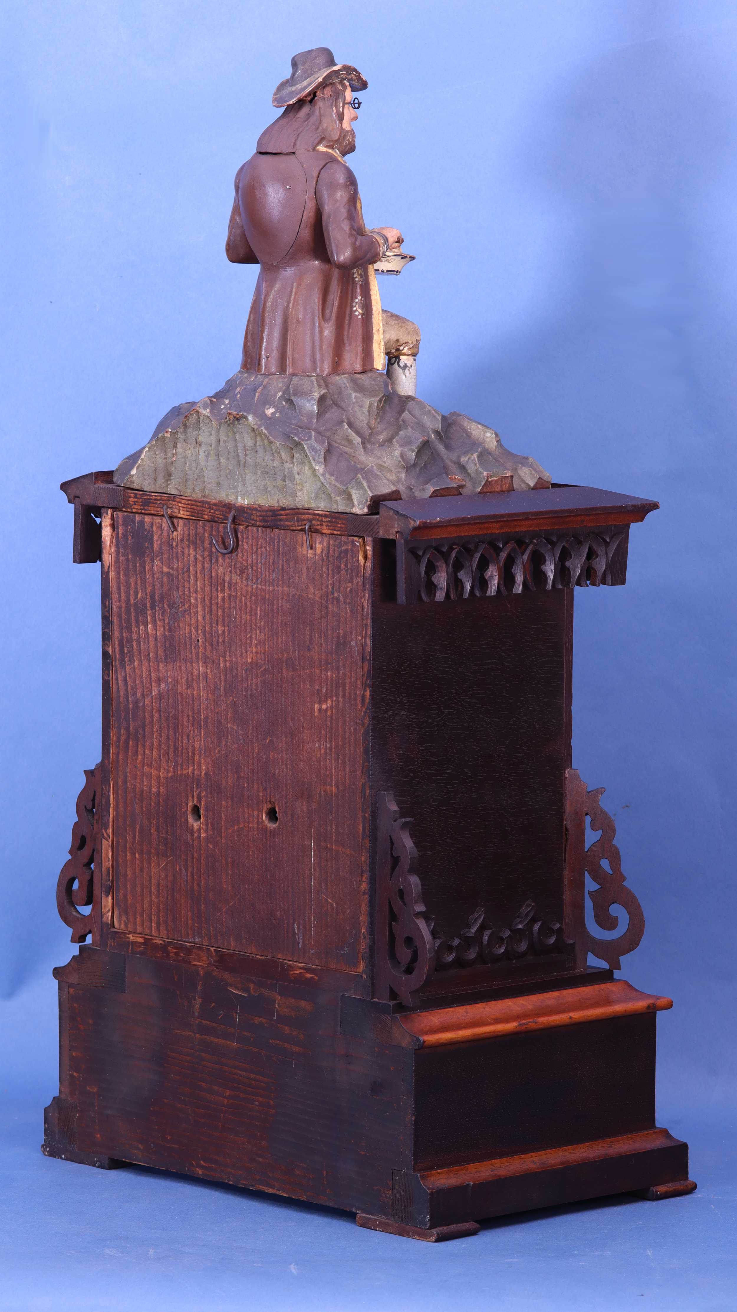 c,1855 Black Forest Animated Dumpling Eater Clock.