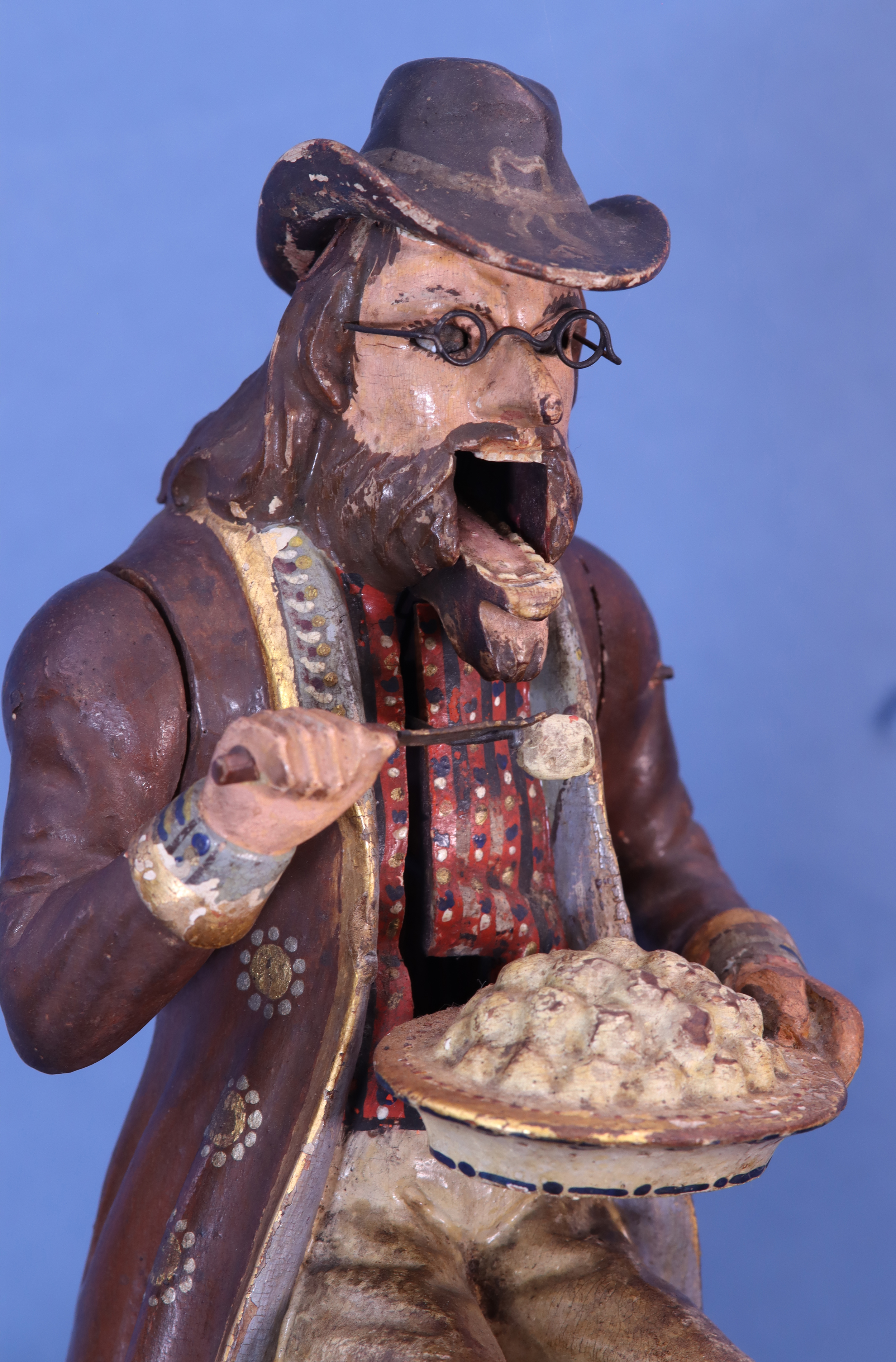 c,1855 Black Forest Animated Dumpling Eater Clock.