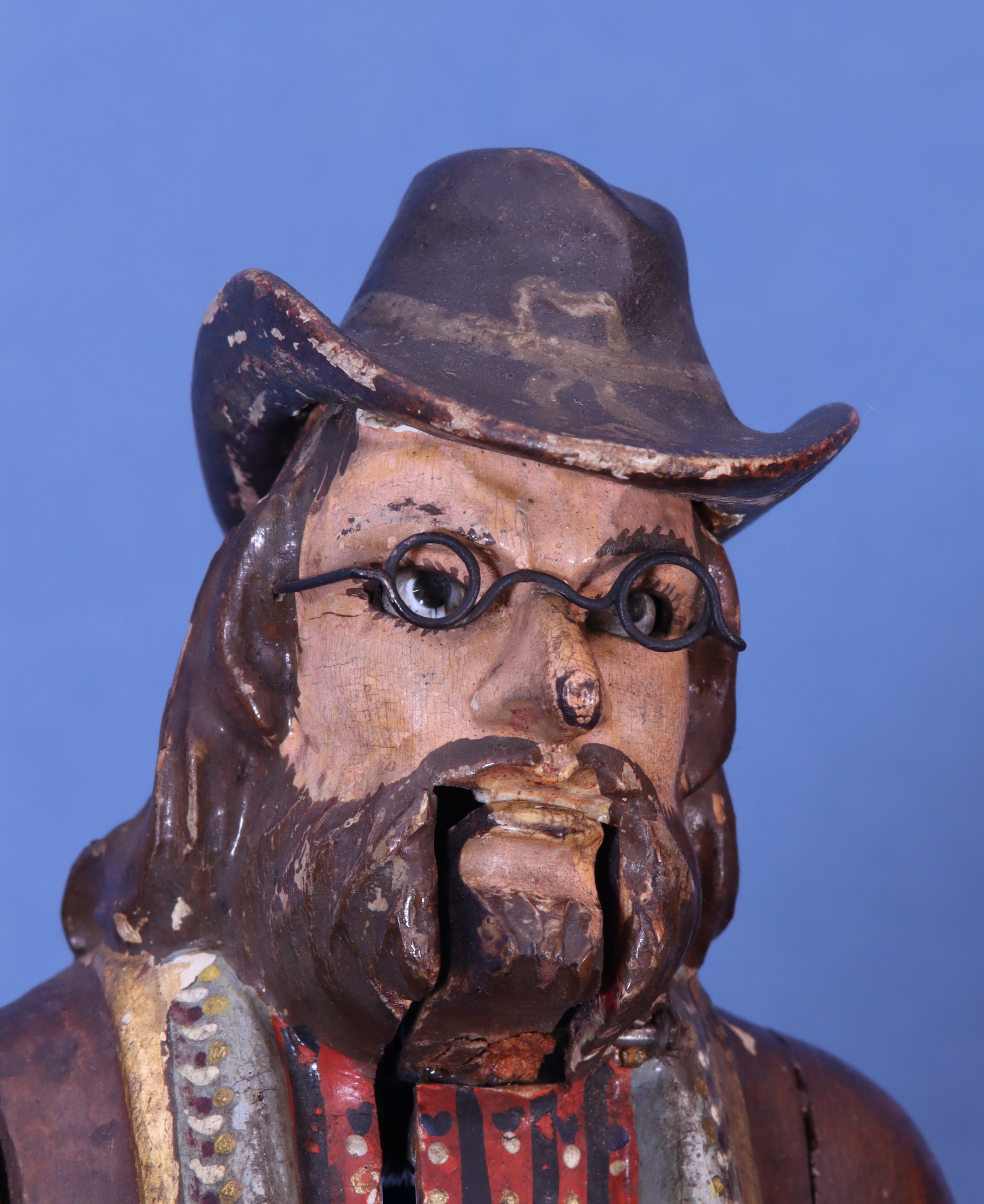 c,1855 Black Forest Animated Dumpling Eater Clock.