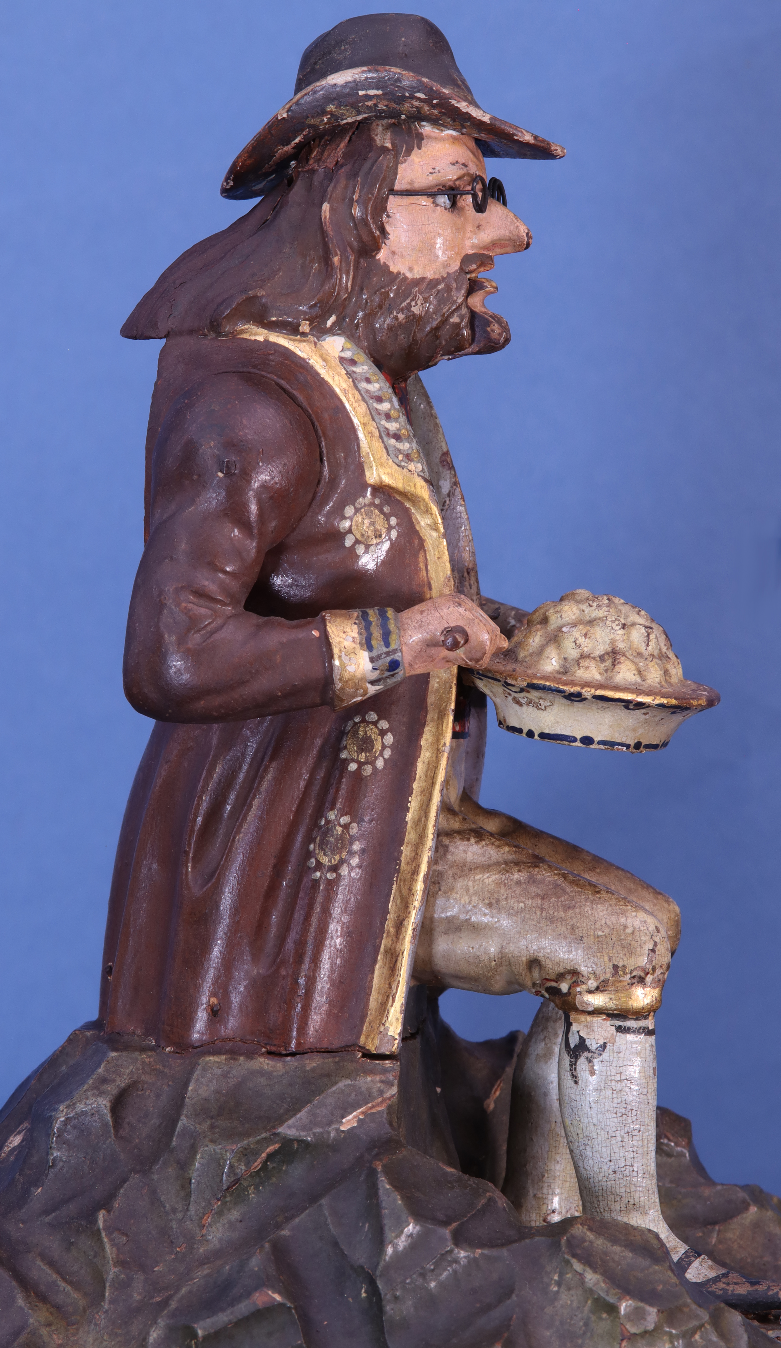 c,1855 Black Forest Animated Dumpling Eater Clock.