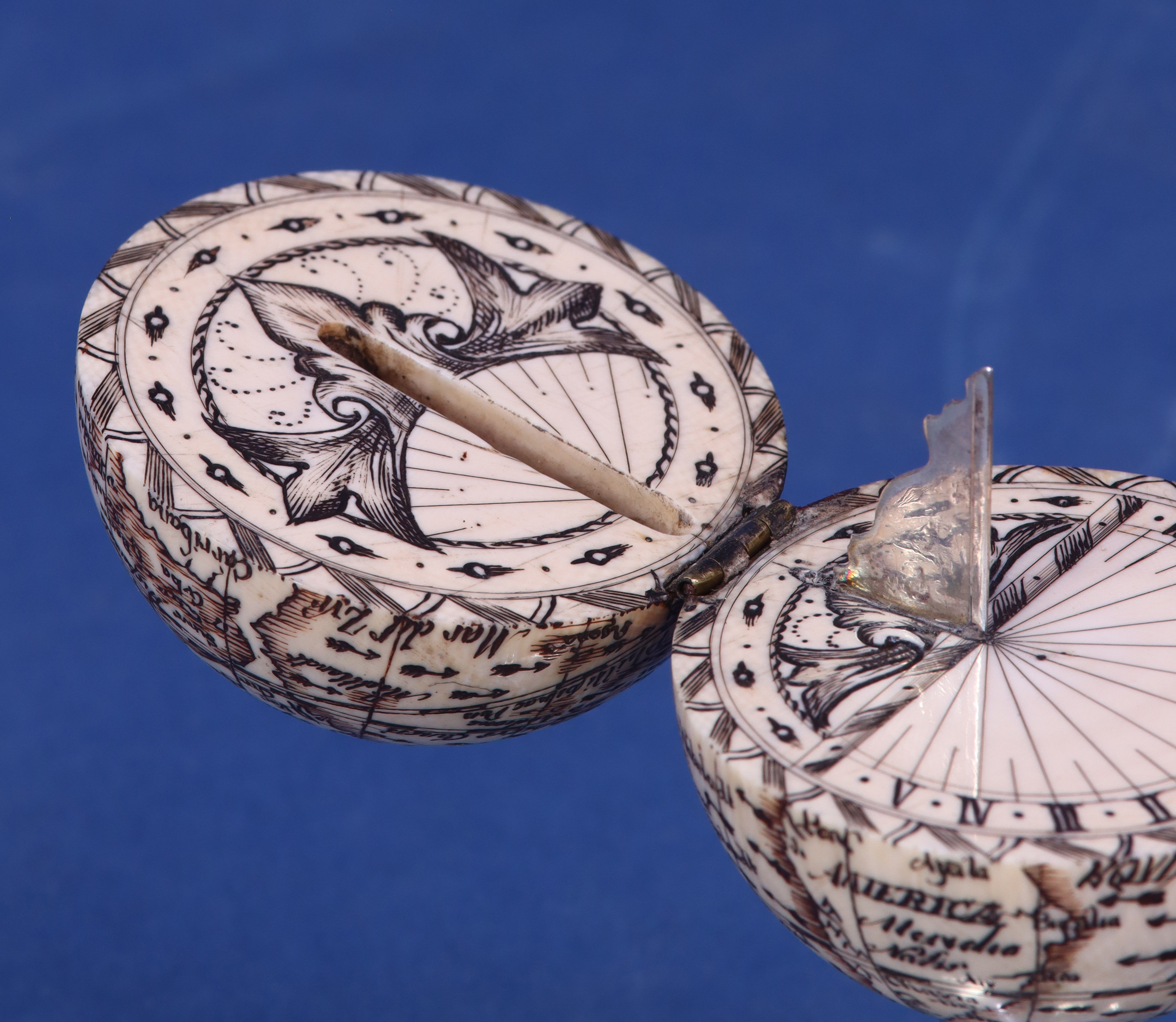 c.1820 English Miniature Ivory Globe with a Sundial.