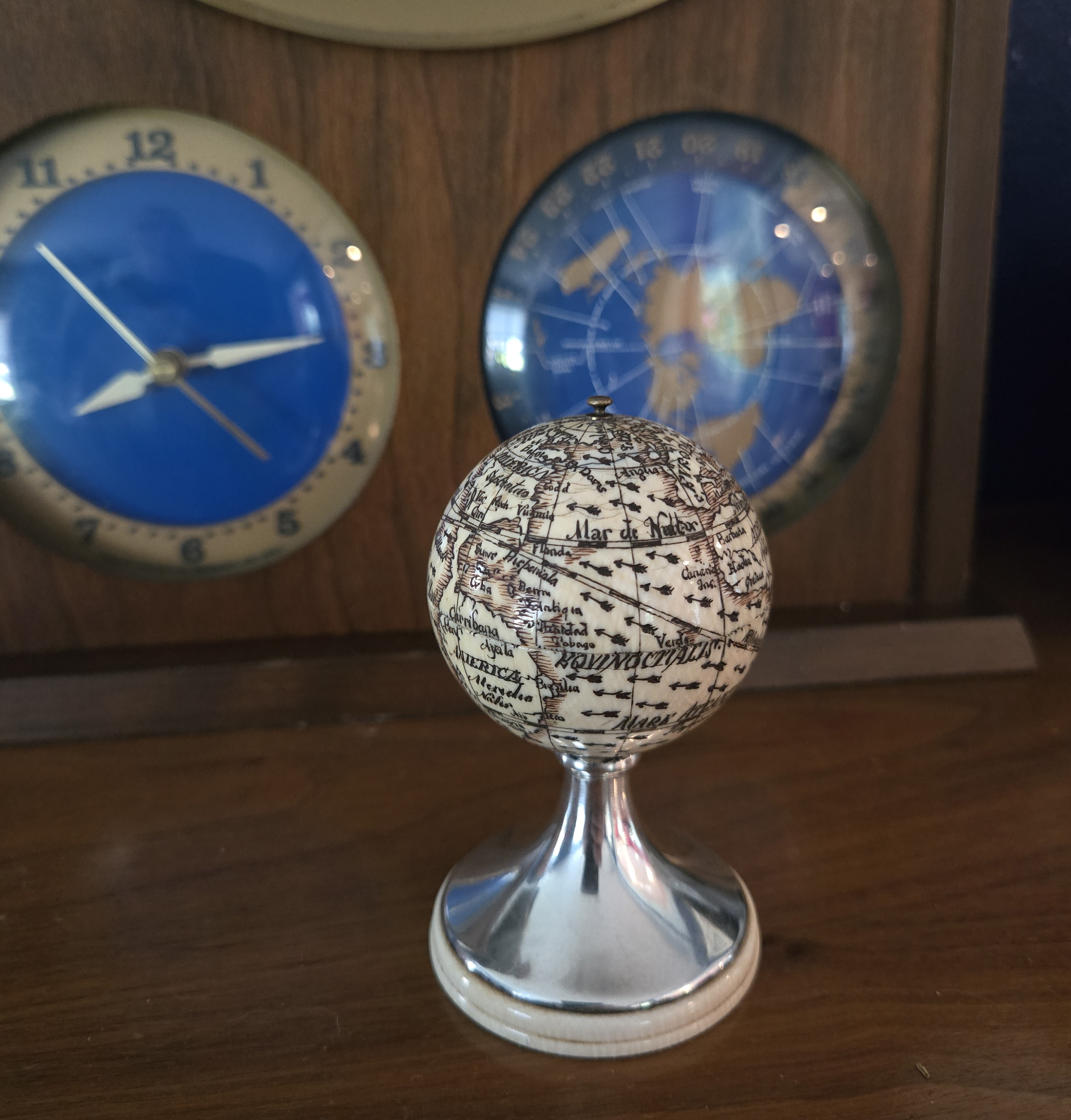 c.1820 English Miniature Ivory Globe with a Sundial.