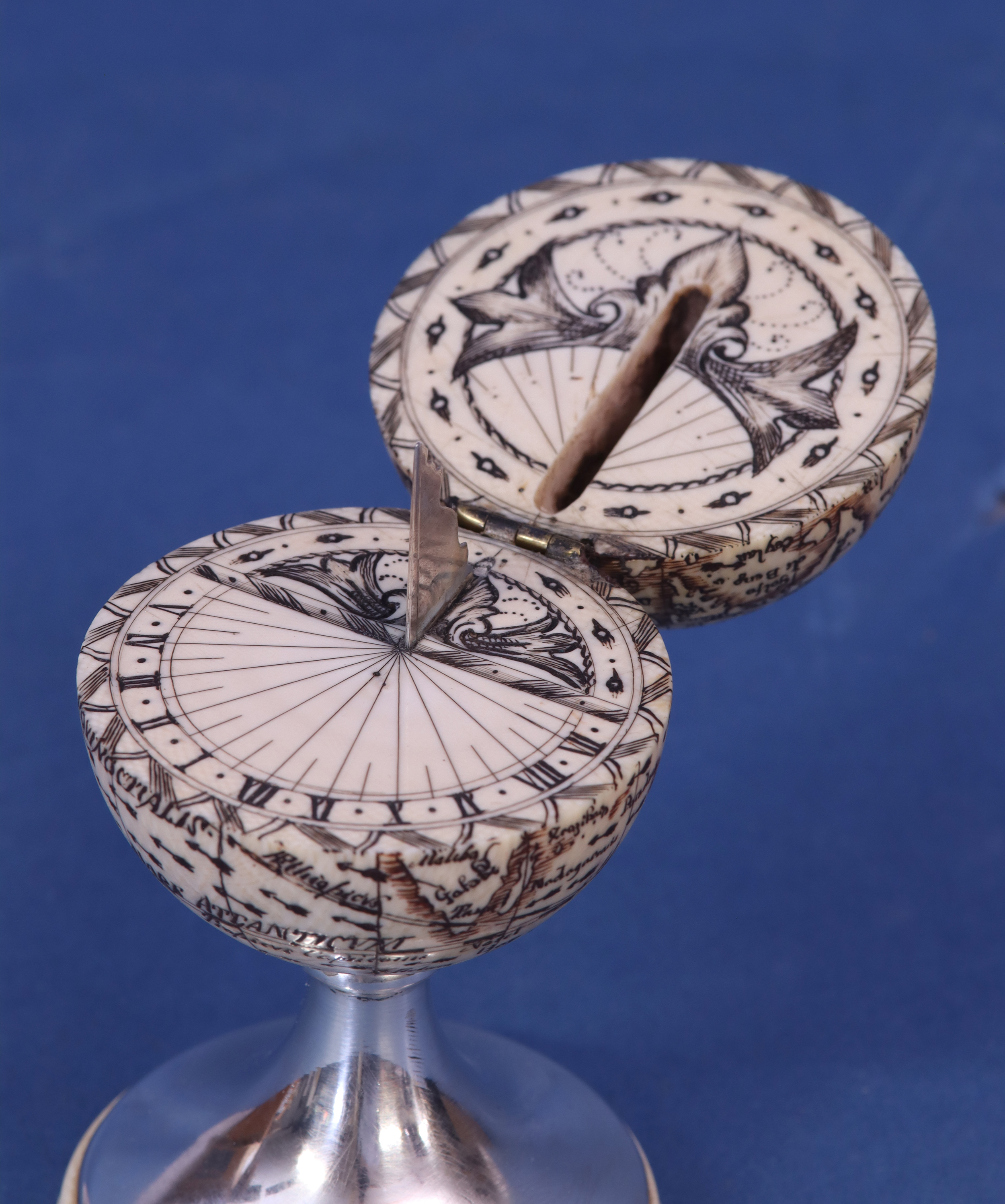 c.1820 English Miniature Ivory Globe with a Sundial.