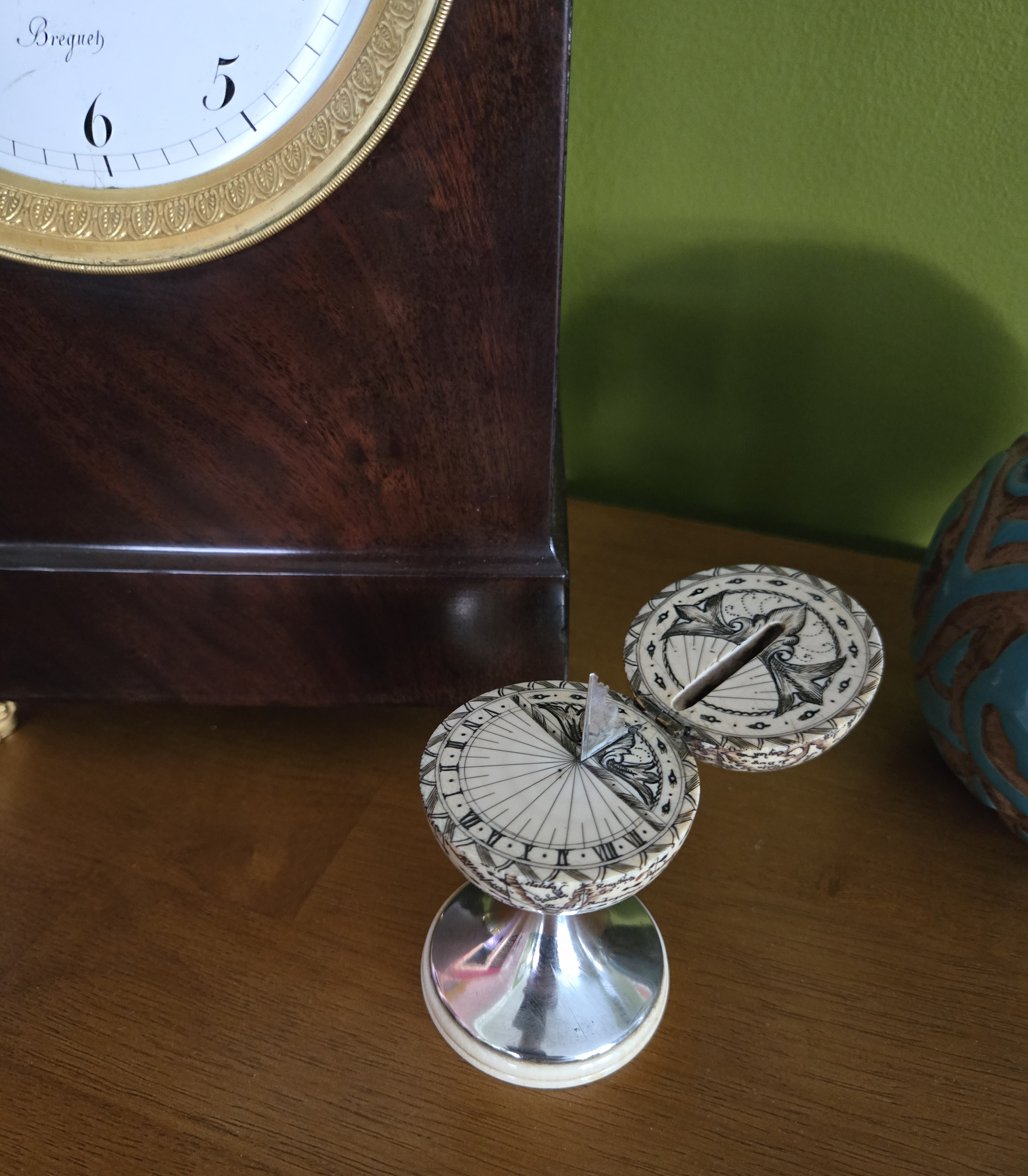 c.1820 English Miniature Ivory Globe with a Sundial.