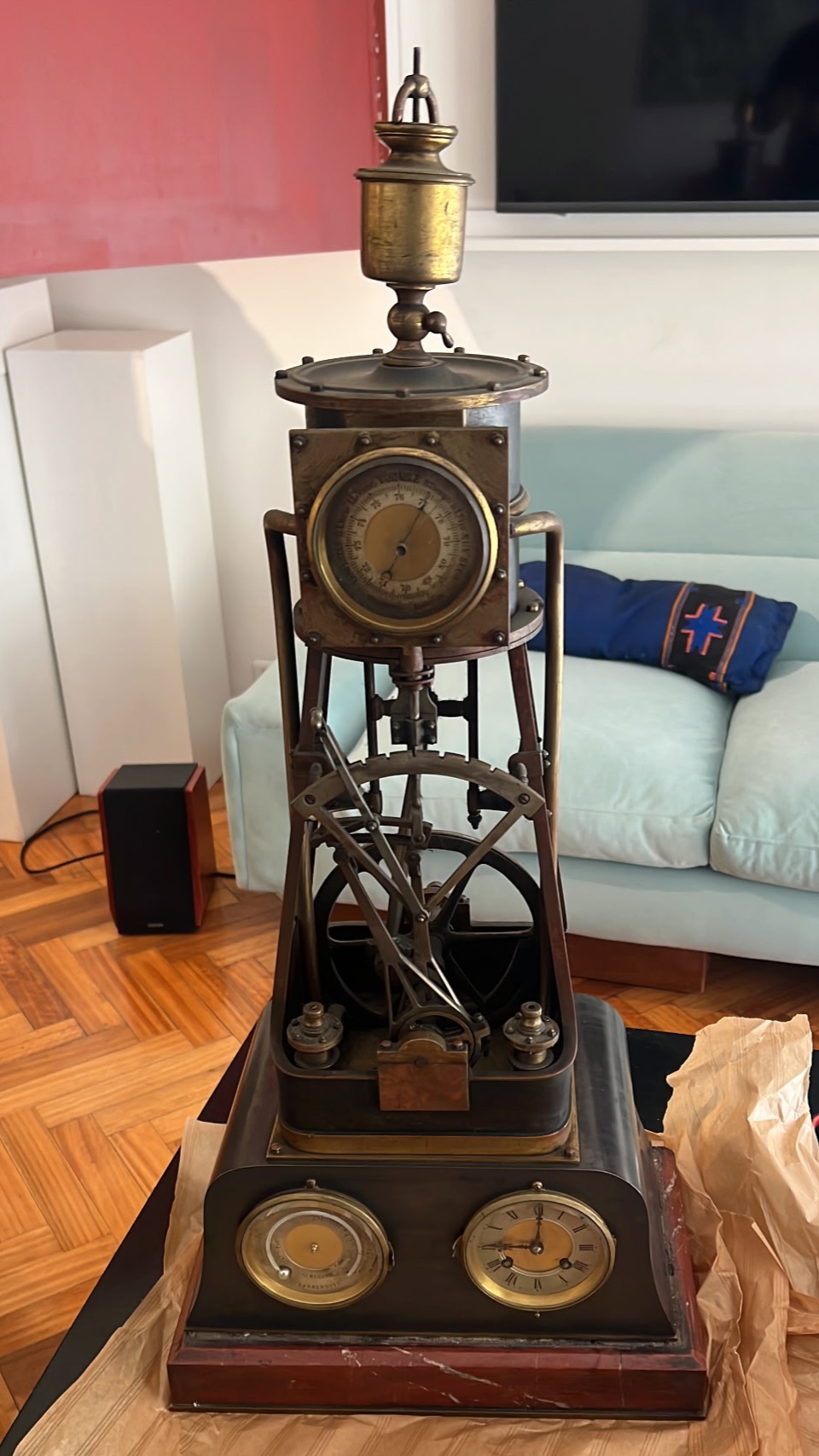c.1910 French Industrial Marine Steam Engine Clock.