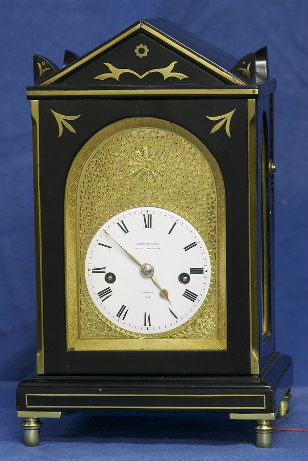 c.1810 Miniature English Inlaid Ebony Time and Strike Bracket Clock.